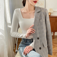 【Just JS】加绒加厚白色长袖修身显瘦德绒低领内搭外穿打底衫