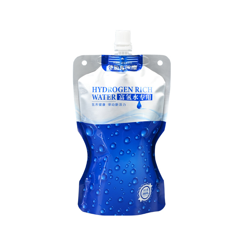 En stock 500ml bolsa de agua rica en hidrógeno de calidad alimentaria bolsa de boquilla de papel de aluminio portátil de forma especial bolsa de agua bolsa de embalaje personalización