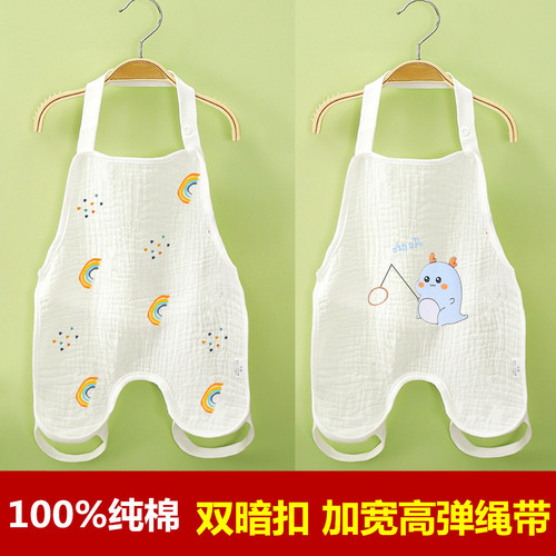 Baby and Toddler Cotton Gauze Leg Band with Tummy Warmer for Newborns, Unisex, Summer Thin Style, Cold-Proof Apron
