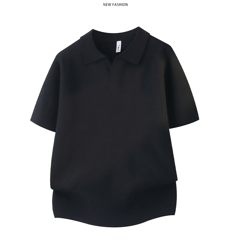 Herren Vintage Polo Hemd Aus Geripptem Baumwollstrick Kurzarm_voghion.com
