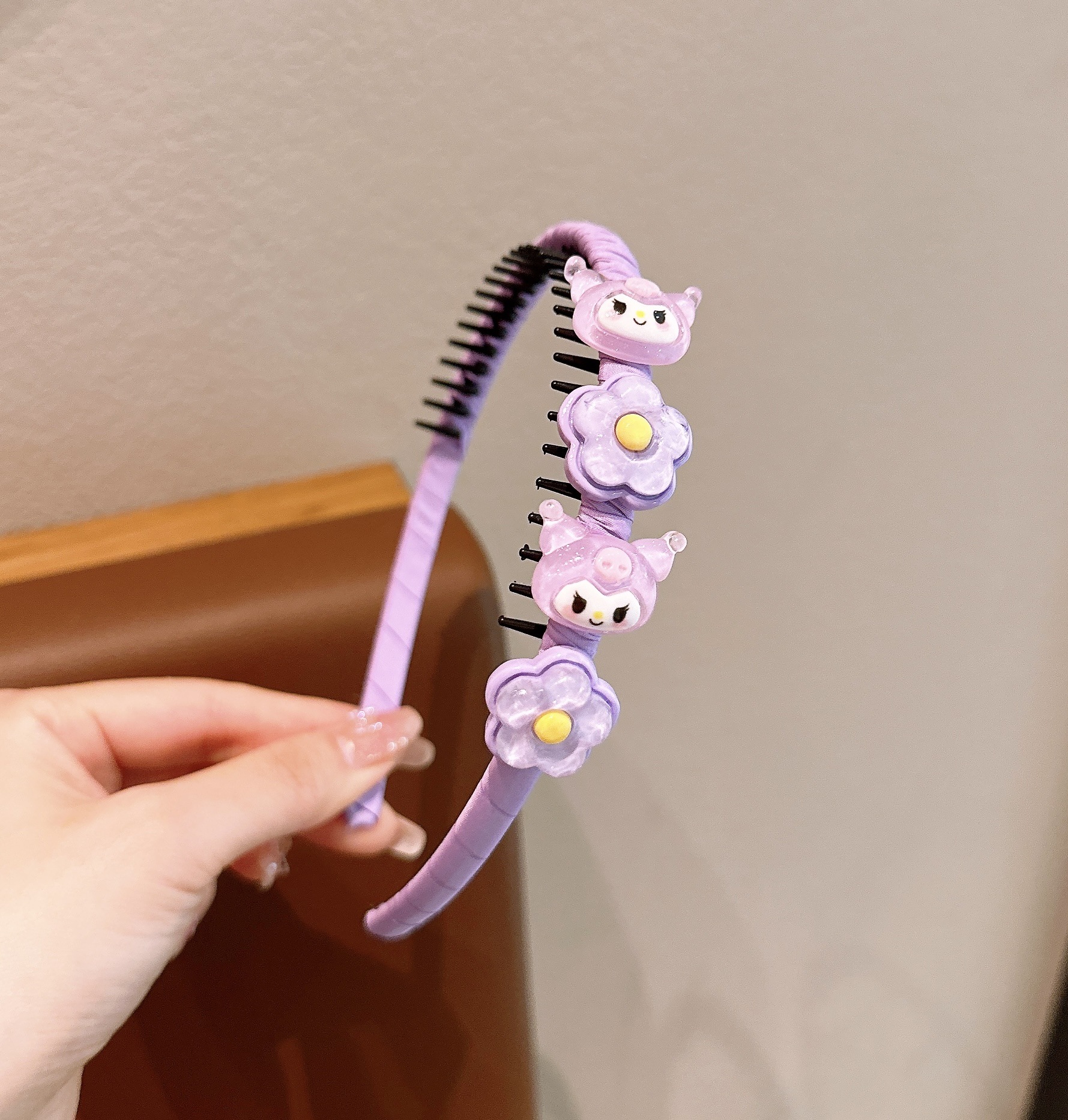 Diadema Kuromi púrpura para niños bebé linda diadema púrpura conjunto de clip de flequillo para niñas accesorios para el cabello