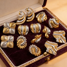 跨境新款18k间金色304不锈钢耳钉耳饰女气质高级感不掉色耳环批发