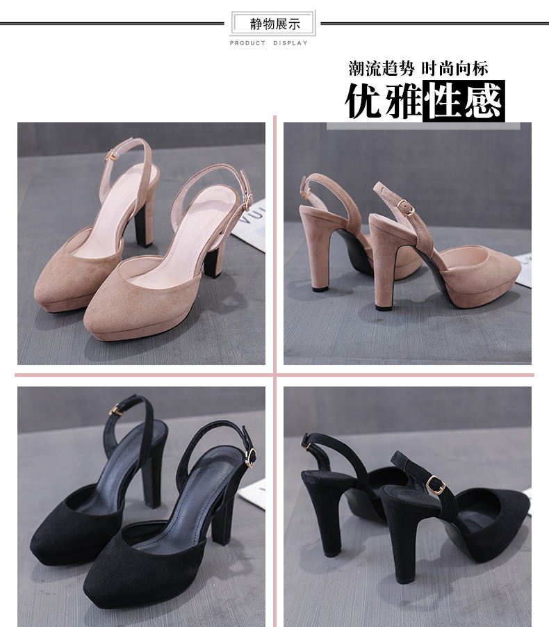 Fashion Pointed Toe High-heeled Thick-heeled Suede Sandals display picture 3