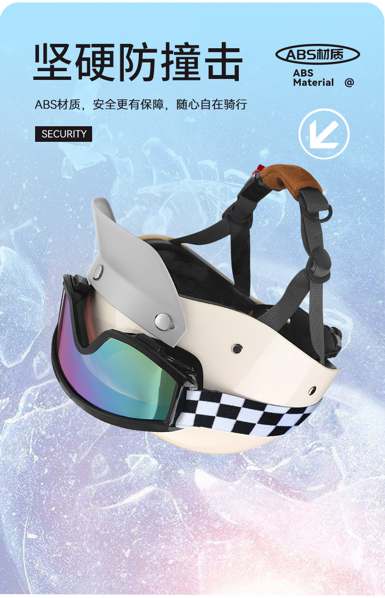 3C Certified Retro Motorcycle Motorcycle Half Helmet Cycling Scoop Helmet Electric Car Hat All Year Round Men and Women Summer Sun Protection