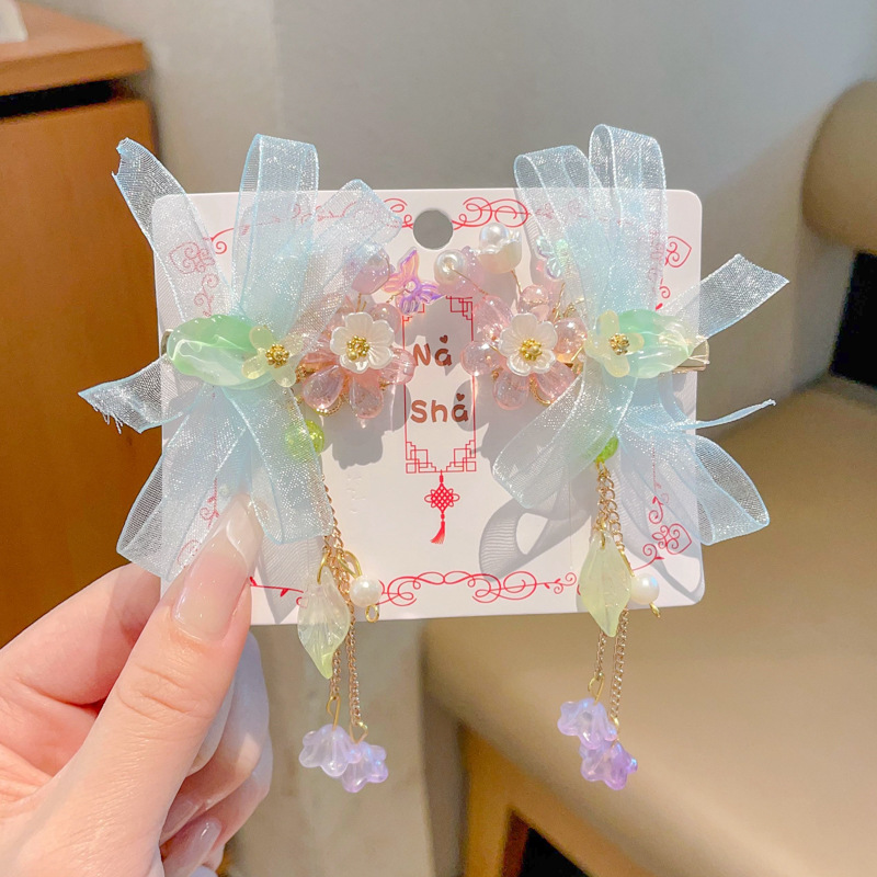 Chica de Hanfu tocado de los niños traje antiguo princesa borla horquilla estilo chino niña paso horquilla clip de pelo