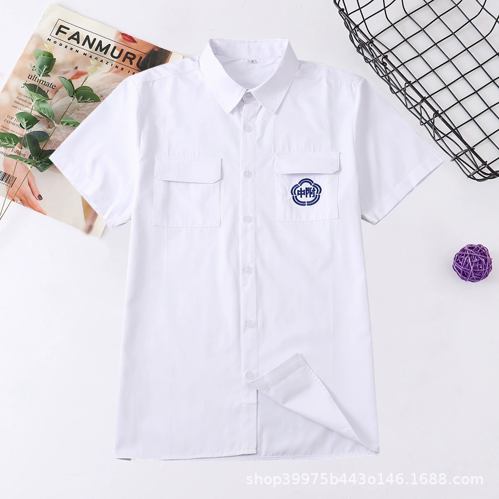 Uniform, shirt, student pleated skirt, set, long-sleeve, brace, with embroidery
