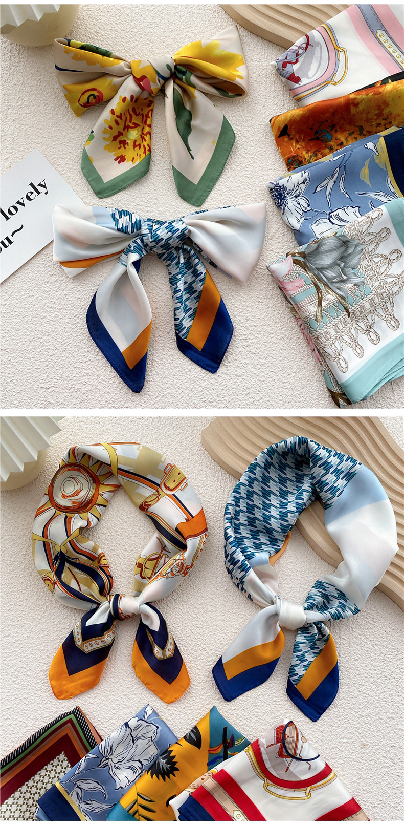 45g Weight Silk Scarf Classification Daily Occasion Polyester Material Geometric Pattern All Seasons Season Women's Gender Printing Design Elegant, Sweet Style Women's Elegant Sweet Geometric Polyester Printing Silk Scarf 2