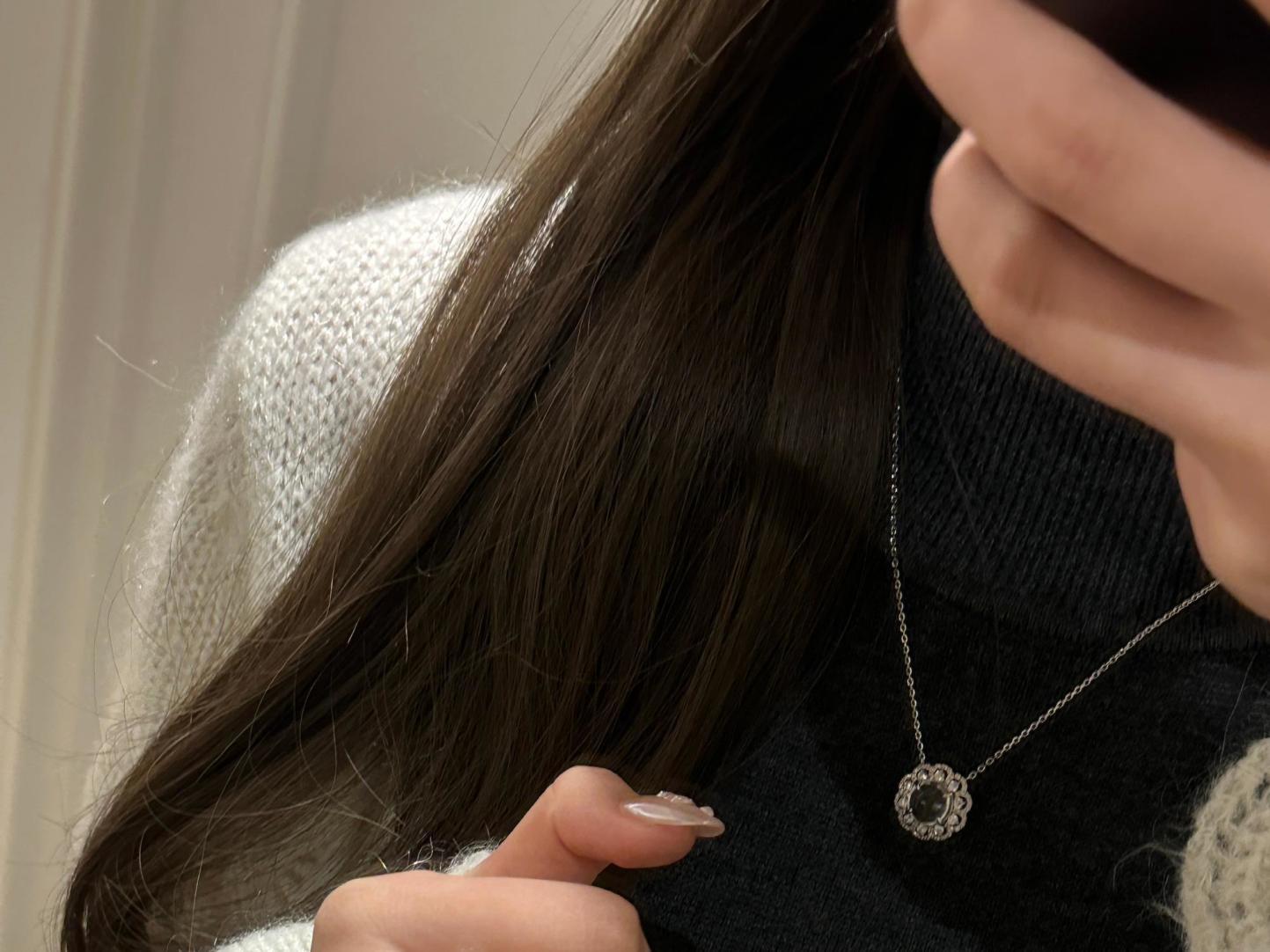 Collier en argent pur pour tout le corps avec chaîne de clavicule en jade et mousse d'eau, bijoux Xiancan, nouveauté, luxe léger, vent frais_voghion.com