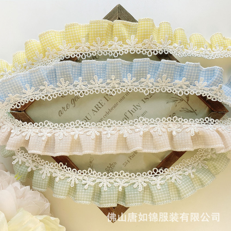 唐如锦花边 格子蕾丝花边辅料娃衣裙子宝宝DIY材料小物设计蕾丝|undefined