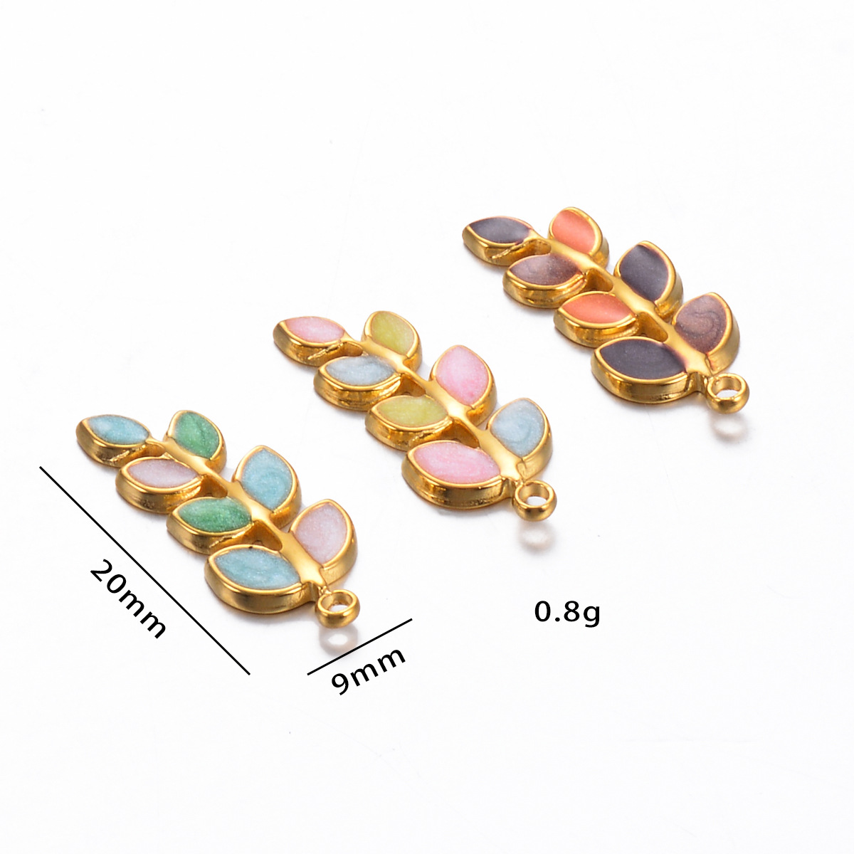 5 Pcs/package Simple Style Leaves Stainless Steel Enamel Plating Jewelry Accessories display picture 1