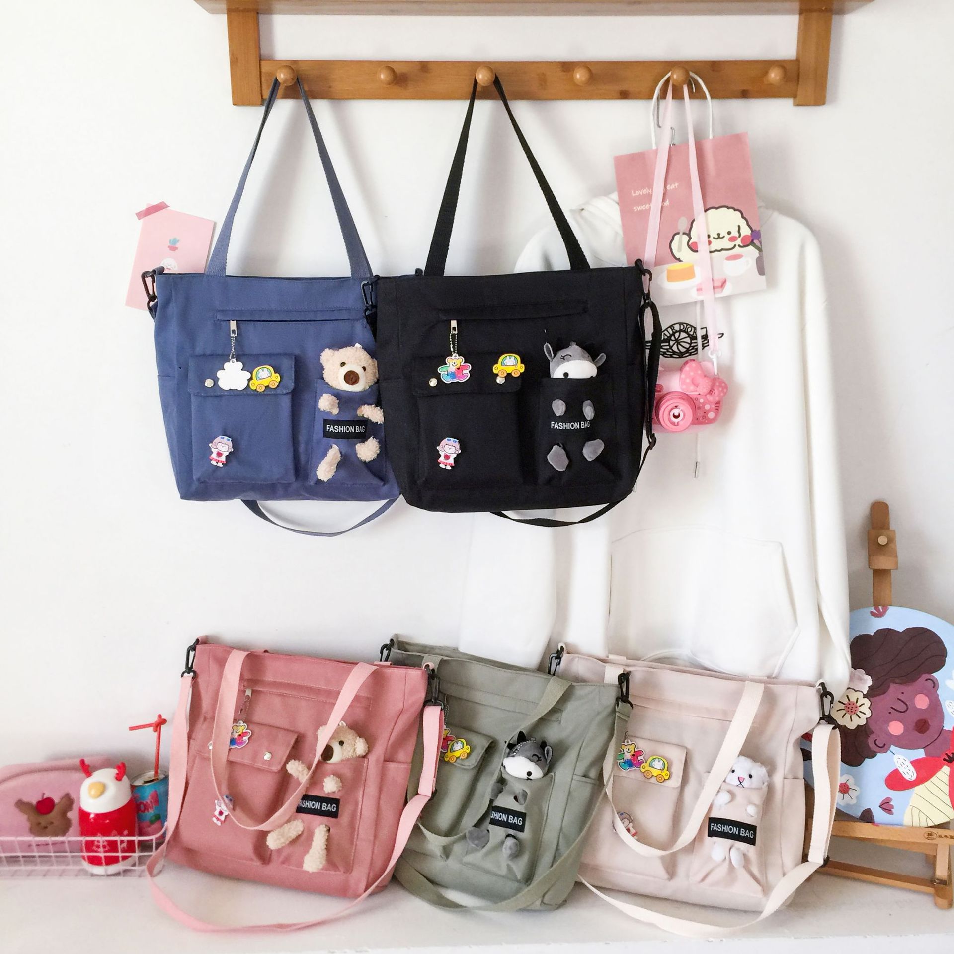 包包女2021新款ins斜跨帆布包女学生韩版简约百搭大容量单肩书包