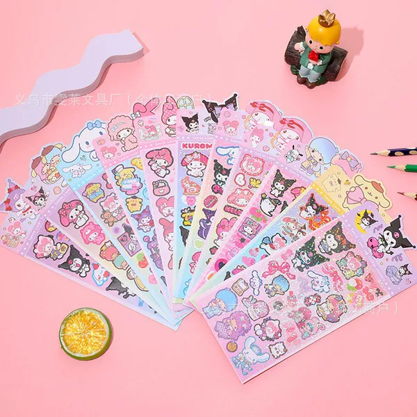 New Japanese Sanrio Kulomi melody laser stickers creative goo plate stickers cute variety of Spider-Man