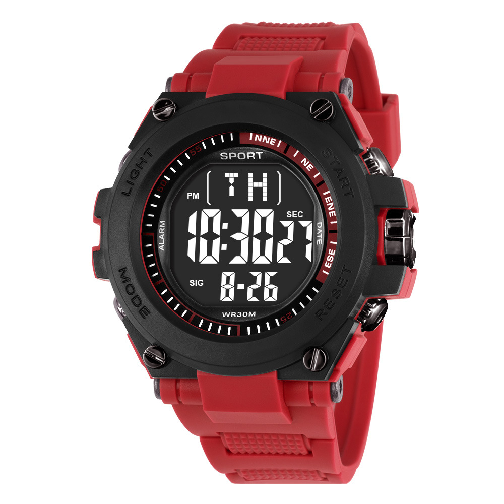 Reloj electrónico de deportes de estudiantes de secundaria y secundaria transfronterizos de gran dial personalizado alarma de luz nocturna al aire libre reloj electrónico