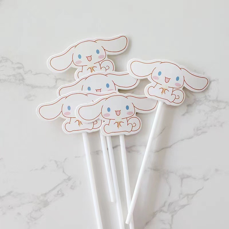 Decoración de pastel de perro de jade adorno de decoración de pastel de perro de orejas grandes blancas de dibujos animados retro Kulomi complemento de vestir para hornear tarjeta de cumpleaños