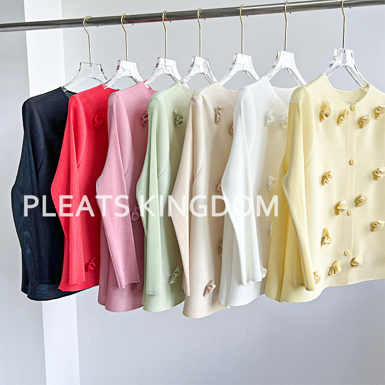 New High-quality Pleated Handmade Flower Women's Top Slim-fit Slimming Urban Small Foreign Style All-match Cardigan