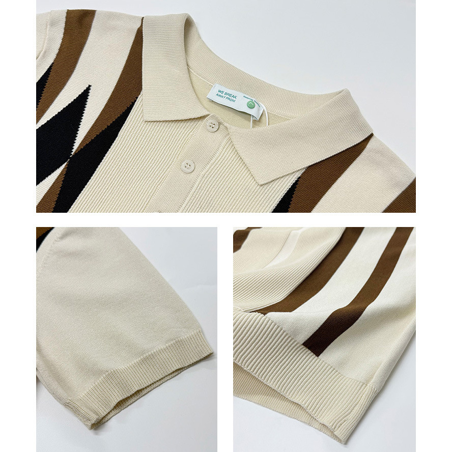 Polo camiseta de punto camiseta de manga corta camiseta de cuello de hombre rayas de color viejo viento de negocios de verano fábrica transfronteriza al por mayor