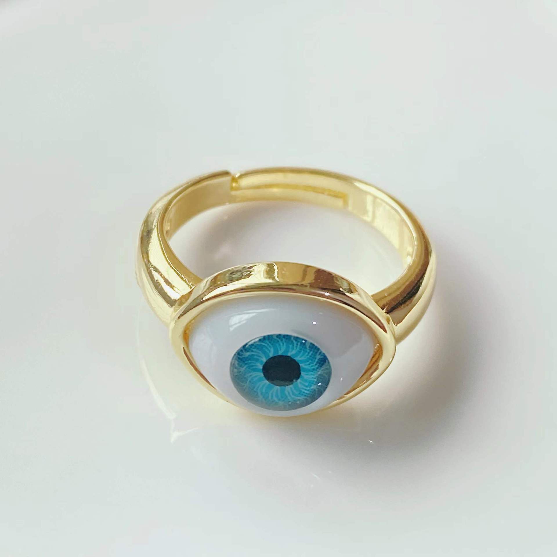 fashion 18k gold resin Devilu0027s eye personality eye opening adjustable ring