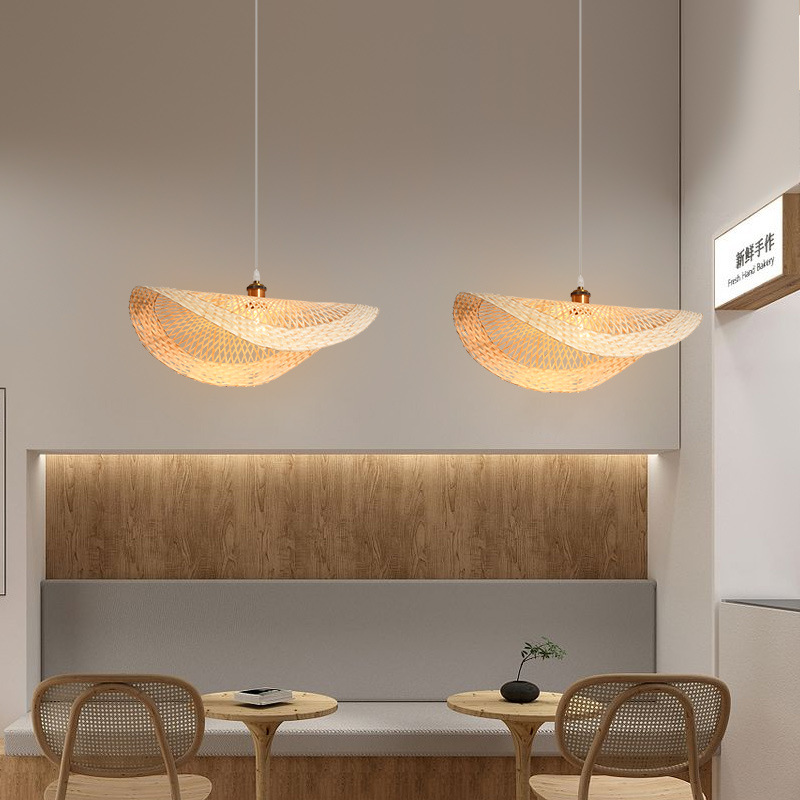 Lámpara de arte de bambú tienda de ropa lámpara de modelado lámpara de personalidad zen japonés creativo sala de té sala de estar lámpara de comedor de forma especial