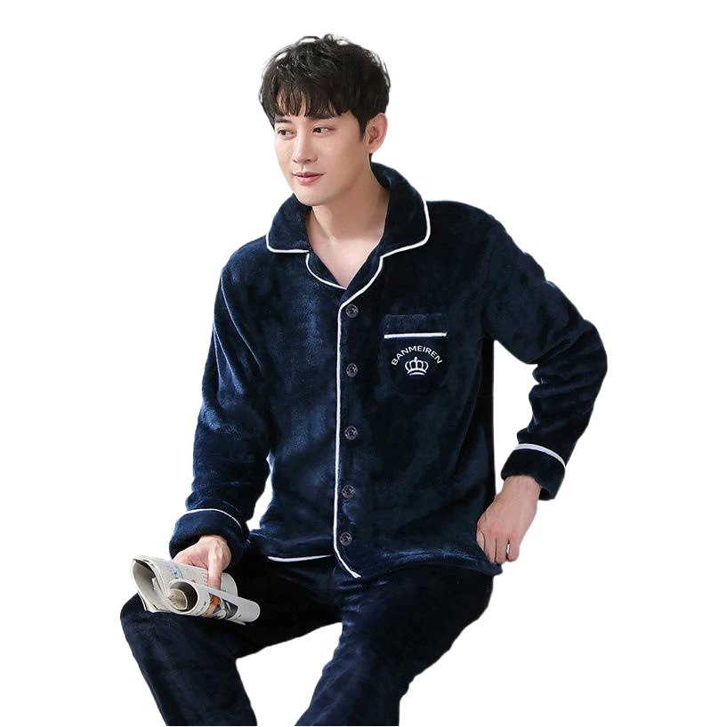 Осенне-зимняя утолщенная Фланелевая пижама, мужской Молодежный кардиган, теплый флисовый костюм с длинным рукавом и флисовой подкладкой, мужской костюм больших размеров