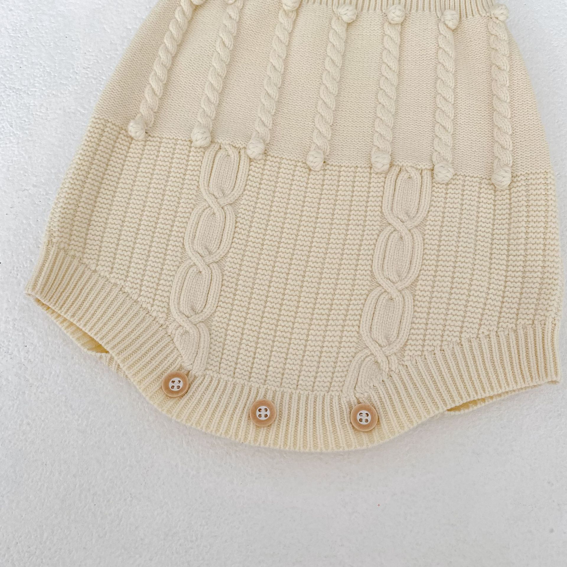 Infant Women's Sweater Hand-hook Bubble Ball Knitted Romper And Coat Two-piece Set