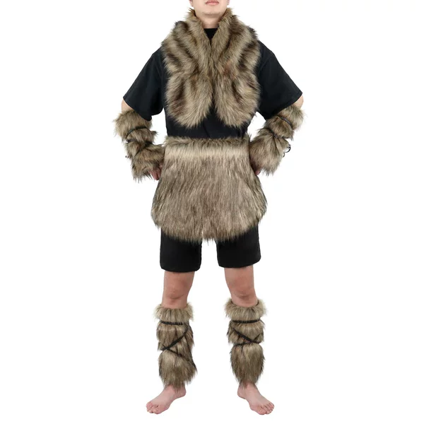 Cross-Border Viking Medieval Cape, Arm Sleeves, Leg Warmers Set, Faux Fur Cosplay Anime Two-Dimensional Performance Costume