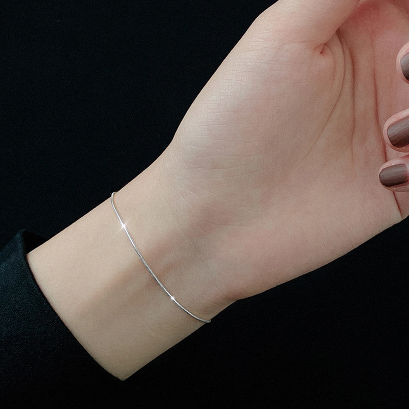 925 Silver Plated Snake Bone Chain Thin Bracelet Women's Bracelet Niche Design Student Girlfriend Gift Accessories