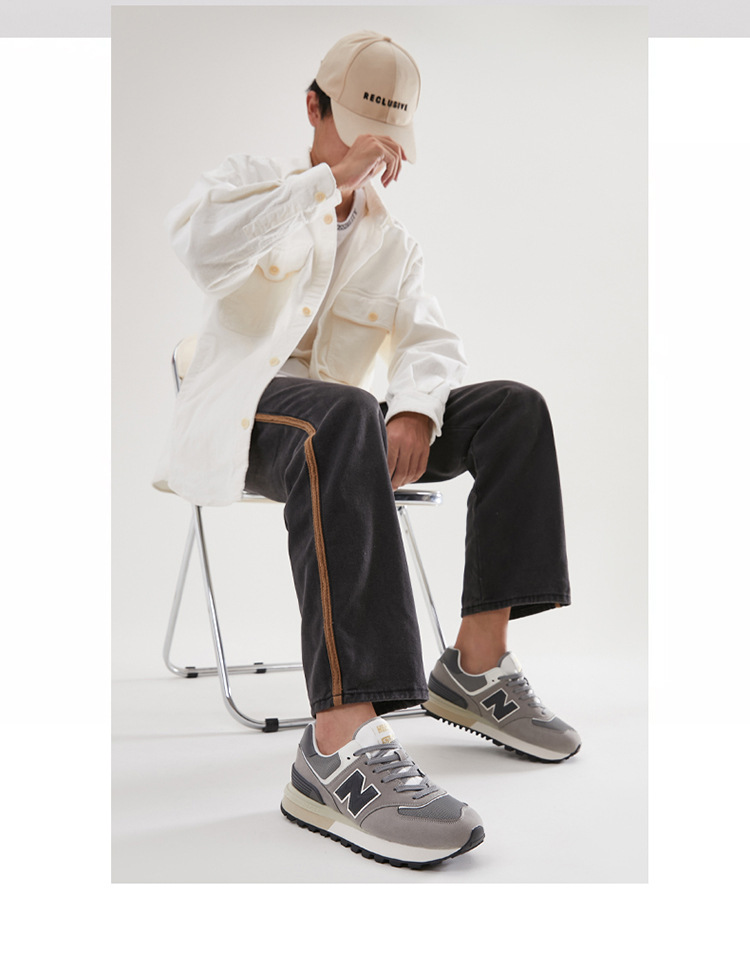 Giày thể thao unisex cổ điển tăng chiều cao đế dày phong cách Balance 574 — màu xanh đậm chi tiết 18