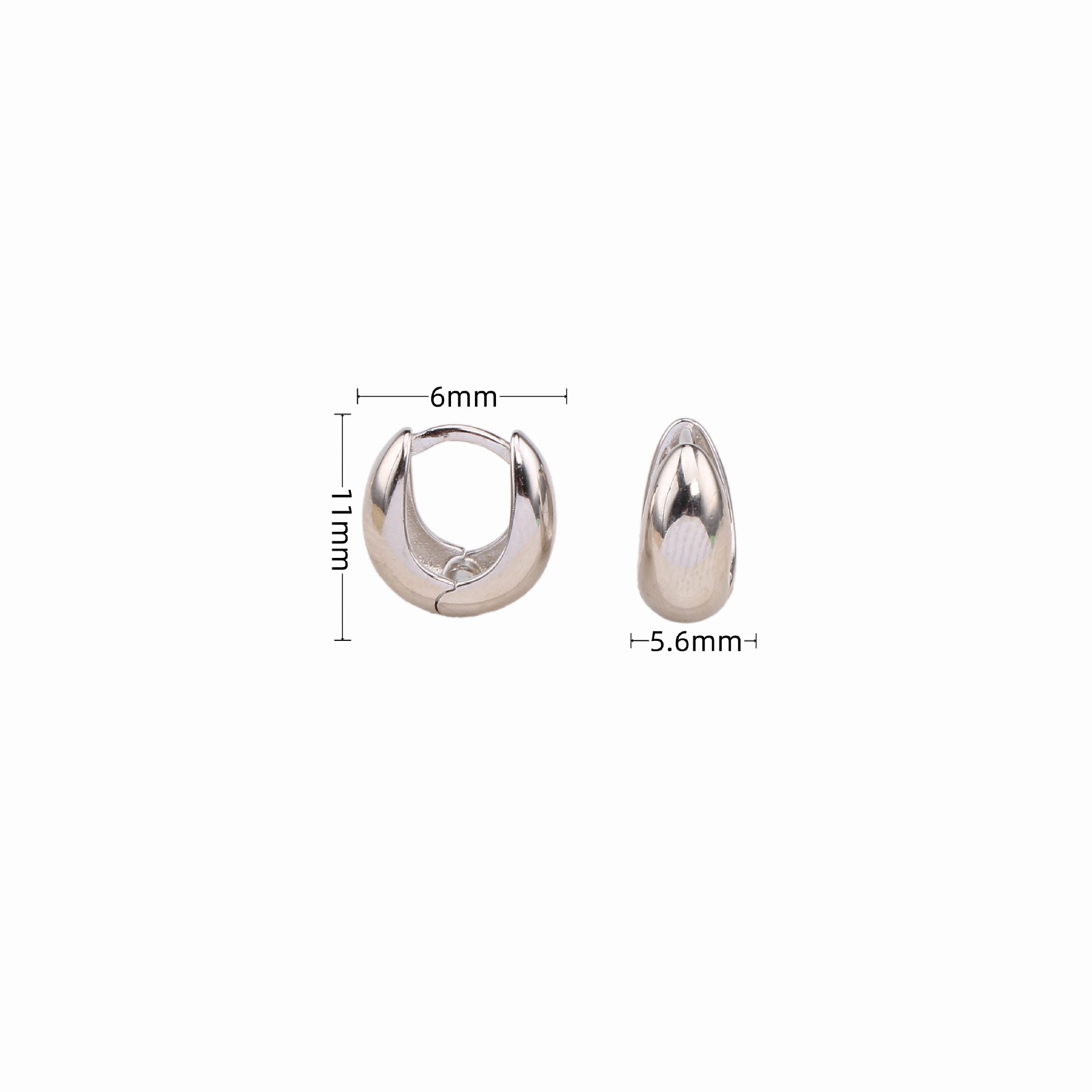 Electroplating Gold Plating Process 925 Sterling Silver Ear Needle Material 1 Pair 925 Sterling Silver U Shape Water Droplets White Gold Plated Gold Plated Earrings Ear Studs