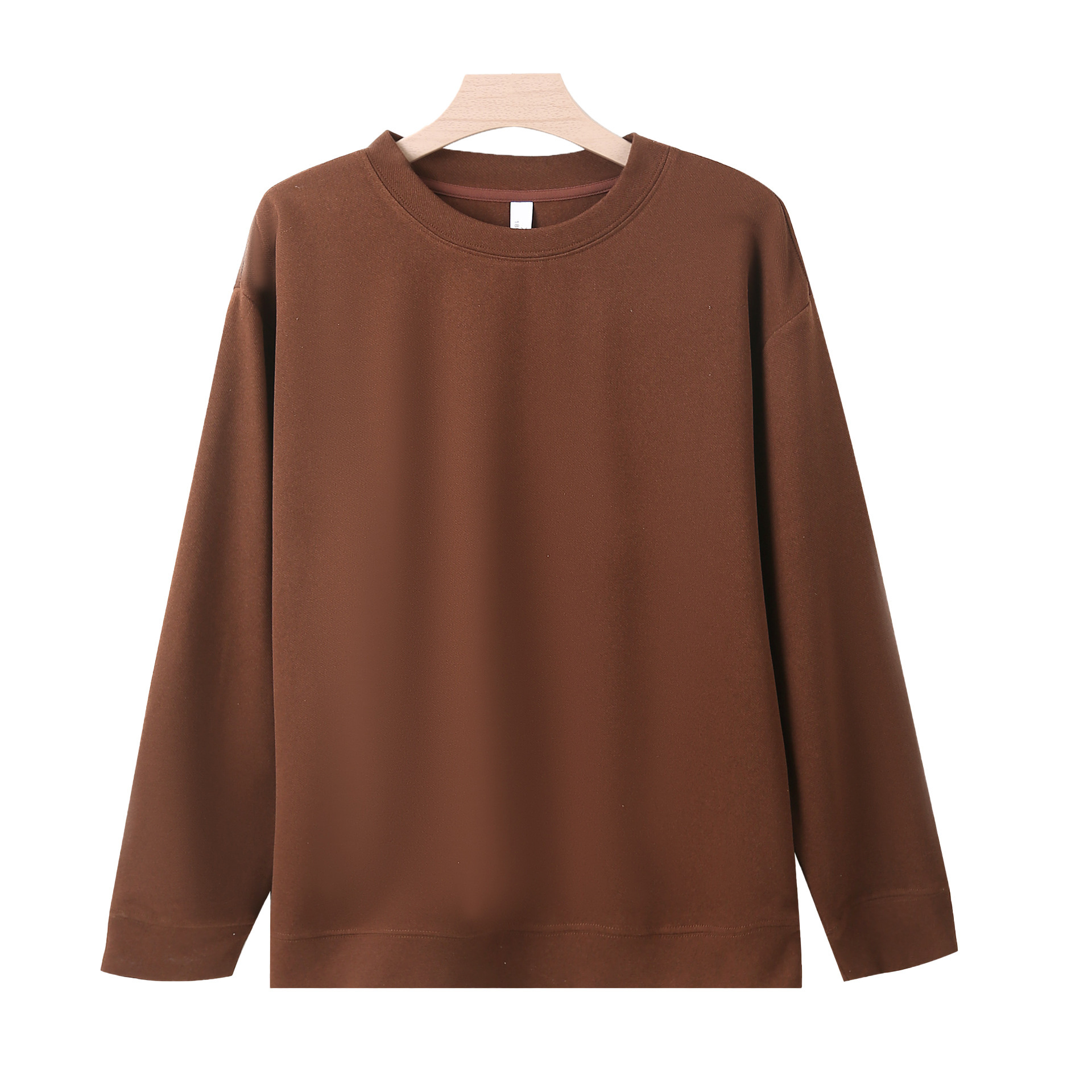 280g otoño e invierno de terciopelo alemán cuello redondo suéter de manga larga camiseta de manga larga camisa de fondo temperatura constante calor color sólido más terciopelo grueso