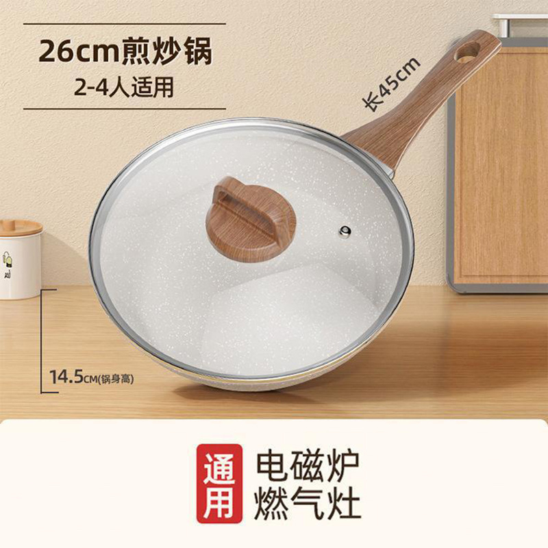 2-4 명을위한 시각적 뚜껑이있는 26CM 깊은 튀김 냄비