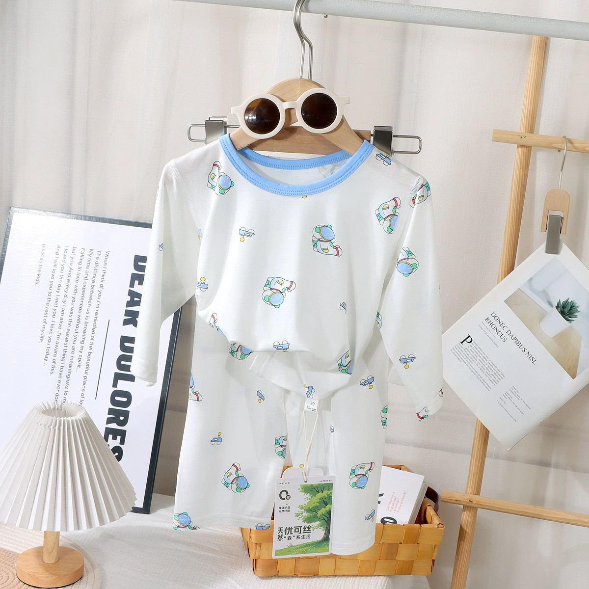 Детский летний пижама, костюм цветочка мальчика, с длинным рукавом