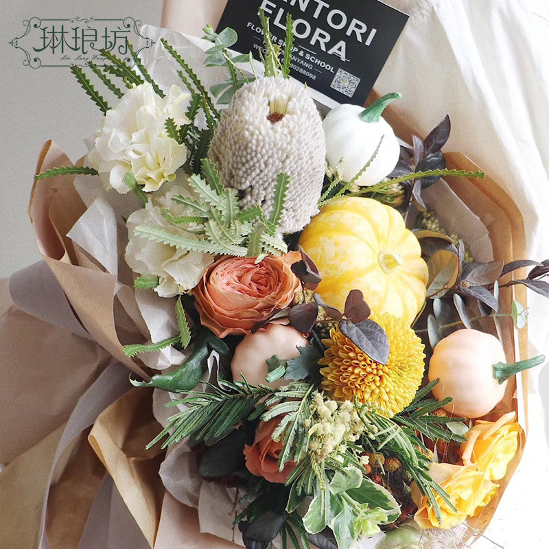 Halloween flores regalo embalaje decoración calabaza fantasma cara llano simulación espuma diseño floral