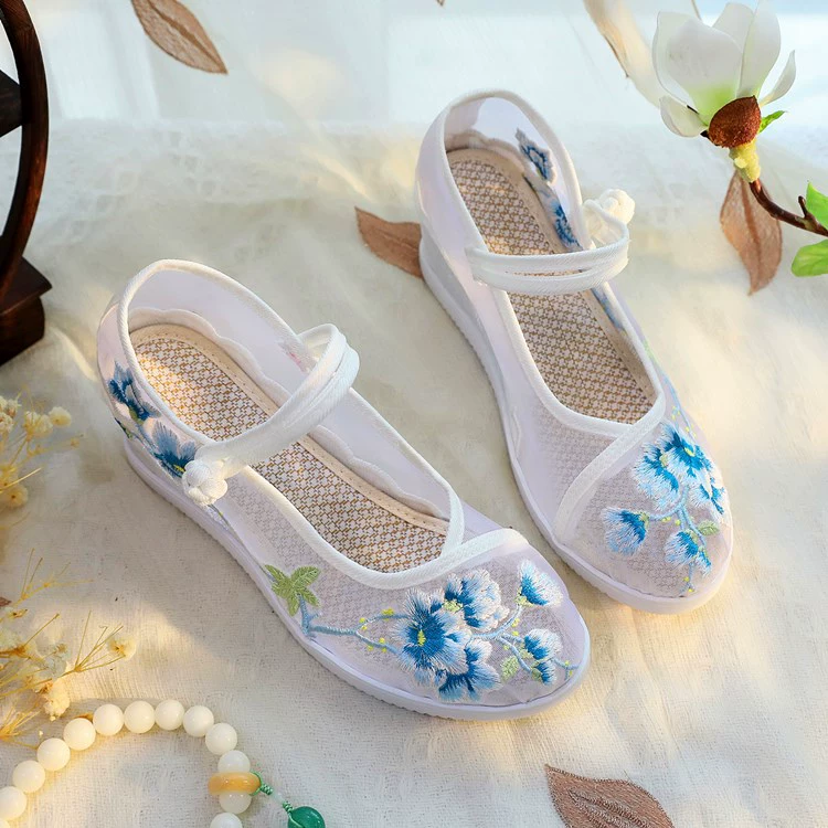 Jingxi 6-CM новые туфли династии Хань с внутренней вышивкой, сетчатые туфли для студенток в древнем стиле, юбки с конским лицом в национальном стиле, танцевальная обувь