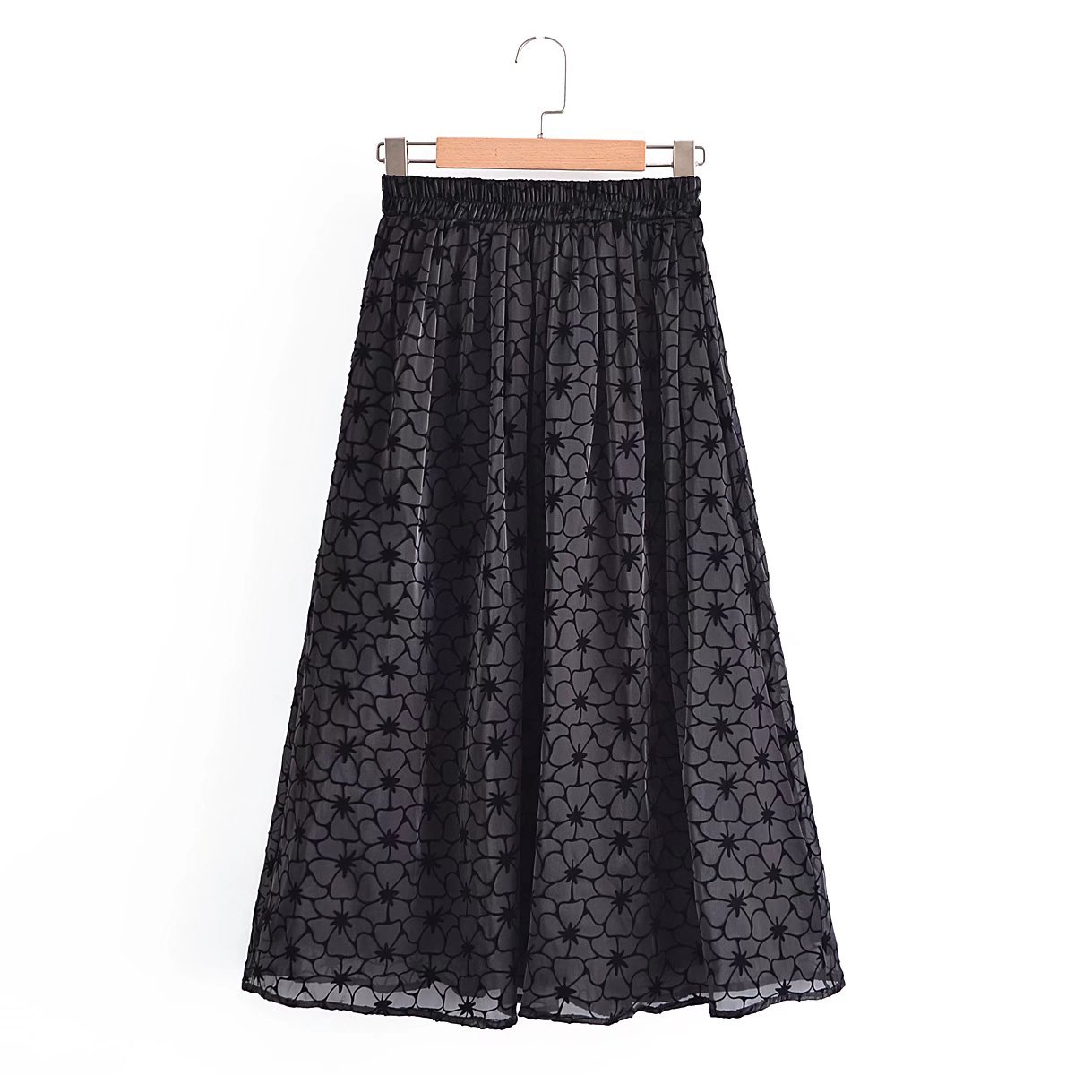 printed organza embroidery A-line skirt NSAM127389