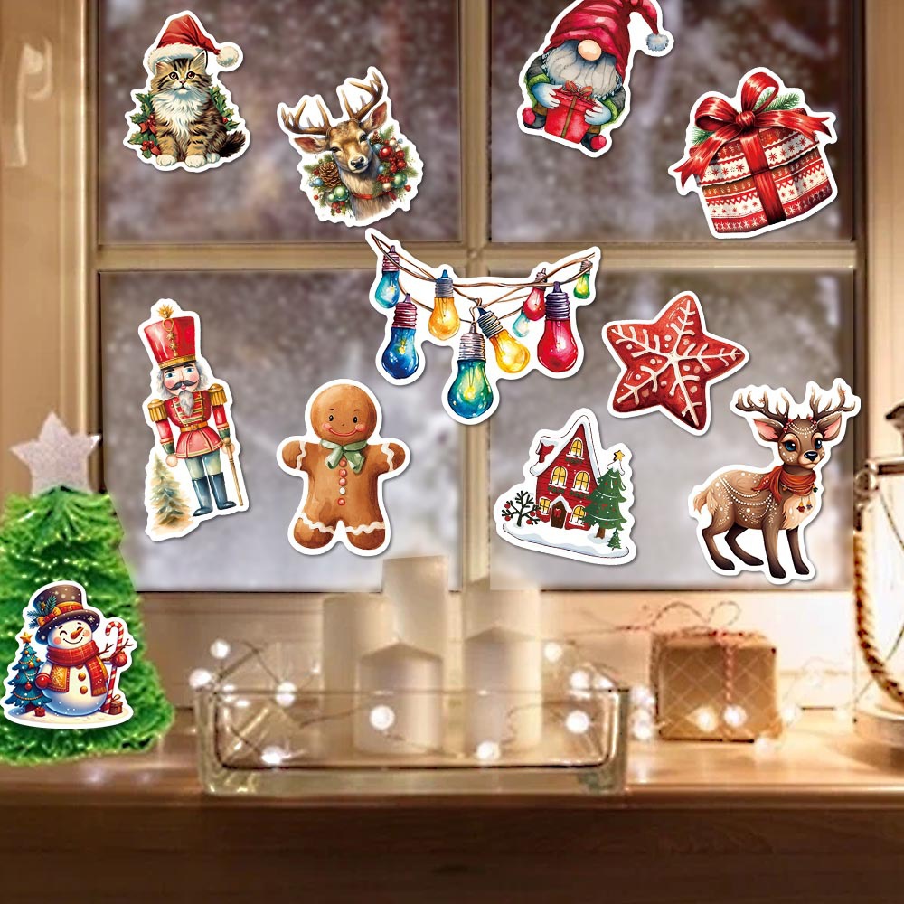 Nuevas pegatinas de decoración de fiesta de Navidad 50 pegatinas de Navidad pegatinas de dibujos animados taza de agua pegatinas sobre parche