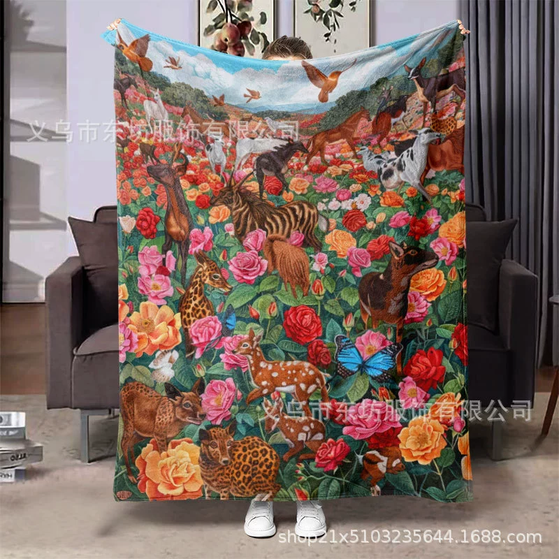 Креативные маленькие животные цветы ретро мягкие фланелевые одеяла ленивые домашние обязательные