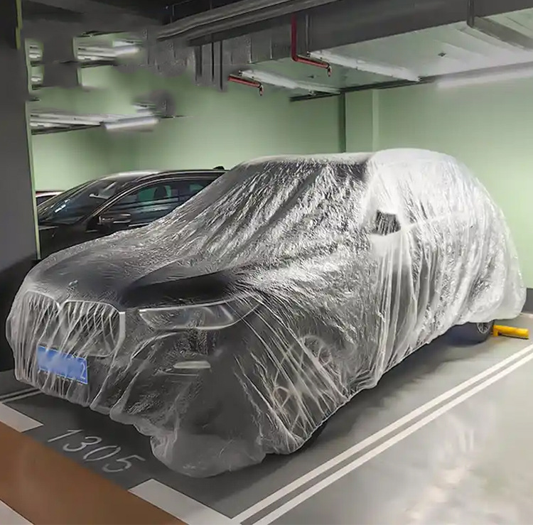 Disposable Car Cover Car Rain Cover Thickened Transparent Plastic Film Car Repair and Maintenance Protective Cover Wholesale