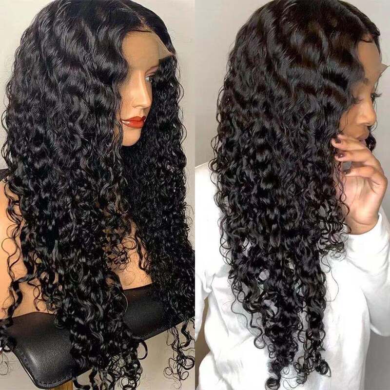 European and American Wigs African Small Curly Hair 13*4 Front Lace Middle Parted Small Curly Long Curly Hair Chemical Fiber High Temperature Silk Headgear Wholesale