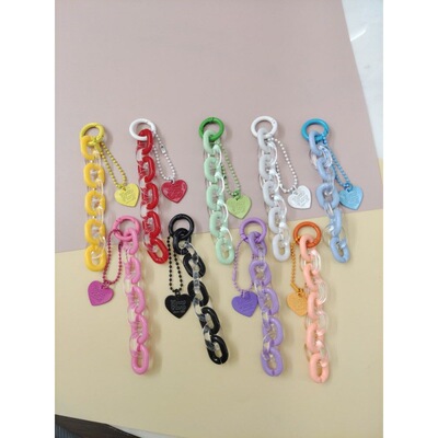 Acrylic Packet chain Summer ins jelly chain Two-sided love smart cover Pendant Bag Key buckle Lanyards