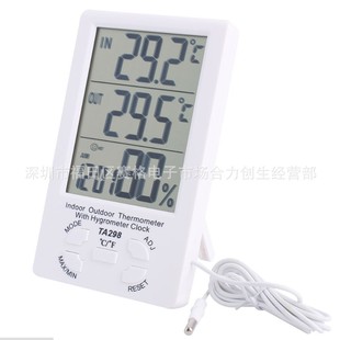 TA298 large screen household indoor and outdoor thermometer temperature hygrometer electronic temperature watch with probe alarm clock