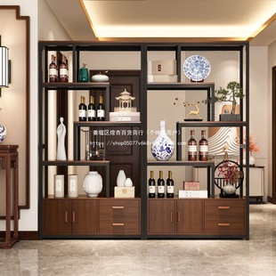 New Chinese-Style Wine Cabinet Storage Rack Integrated Wall-Mounted Living Room Partition 2024 New Trendy Restaurant Wine Rack Display Rack