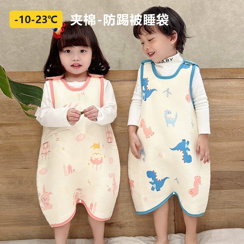 Детский спальный мешок, осенне-зимний утолщенный стеганый детский жилет, цельная Детская Пижама без рукавов для средних и больших детей