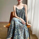 New Sleeveless Wave Dot Sling dress Women's Seaside Skirt Atmosphere Holiday Style A- line Skirt Slim Long Skirt Women