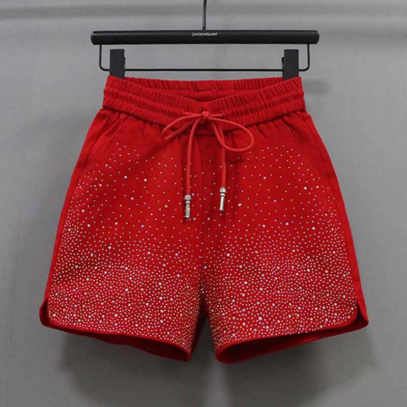 elastic waist shorts women's drilling dopamine new Korean style high waist slimming plus size casual all-match hot pants outerwear fashion