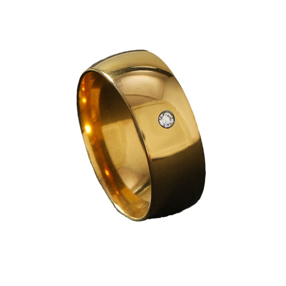Anillo de acero de titanio de moda europea y americana no se desvanece 8mm bolas internas y externas con un anillo de diamante joyas de acero inoxidable