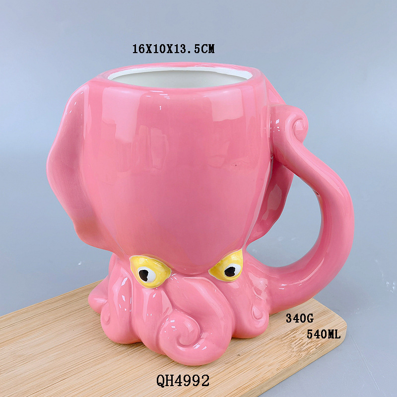 Taza de la serie del océano creativo cuidadosamente seleccionada Taza de cerámica de tiburón Caballo de mar Pulpo Ballena Taza de dibujos animados de animales Alien