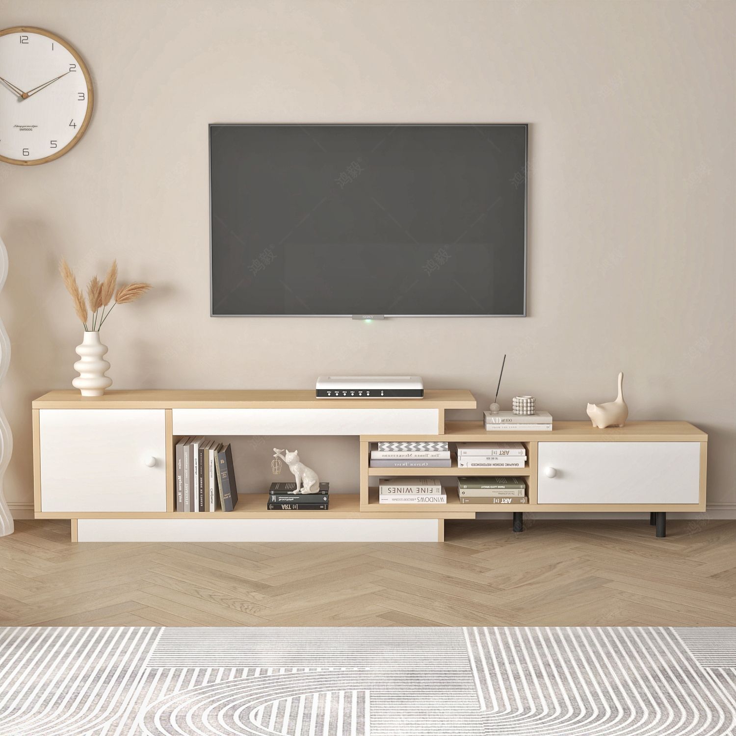 Tv Cabinet Retractable and Stretchable Nordic Modern Minimalist Bedroom Living Room Home Small Apartment Tv Cabinet Floor Cabinet