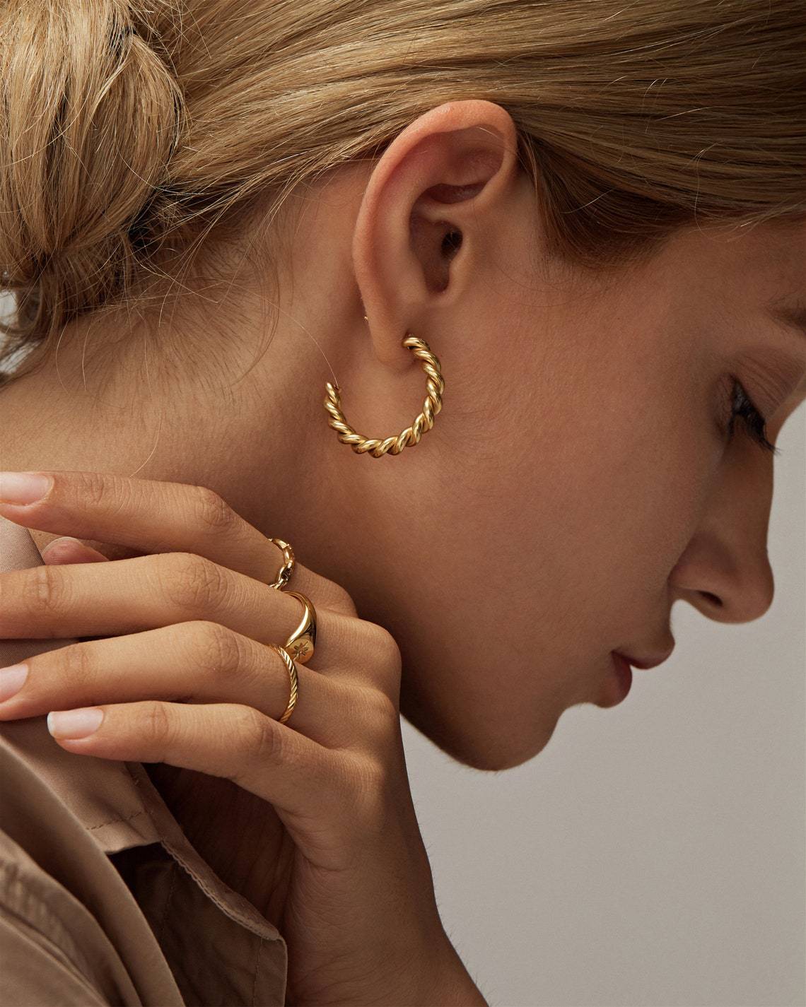 Lady Geometric Stainless Steel Hoop Earrings Plating Stainless Steel Earrings