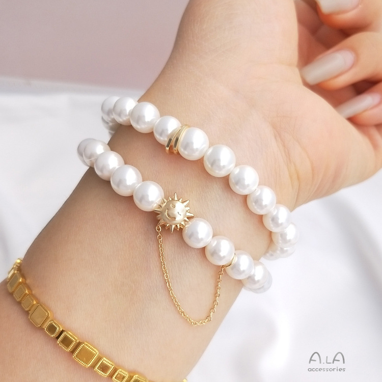 Color Preservation 14K Pack Gold Moon Sun Big Hole Bead Hanging Chain DIY Beaded Bracelet Beaded Fashion Jewelry Shagang Accessories