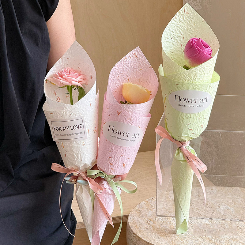 Huaxi mano rasgada pétalos de papel papel de embalaje de flores kraft ramo de flores diy florista regalo material de envoltura de flores image 4